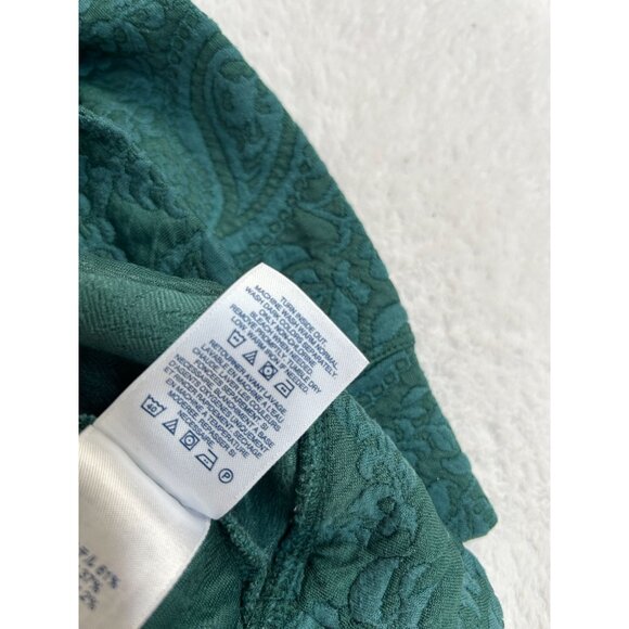 Lands' End Womens Casual Green Paisley Embossed Textured Sweater Top Large 14-16 - Picture 5 of 8